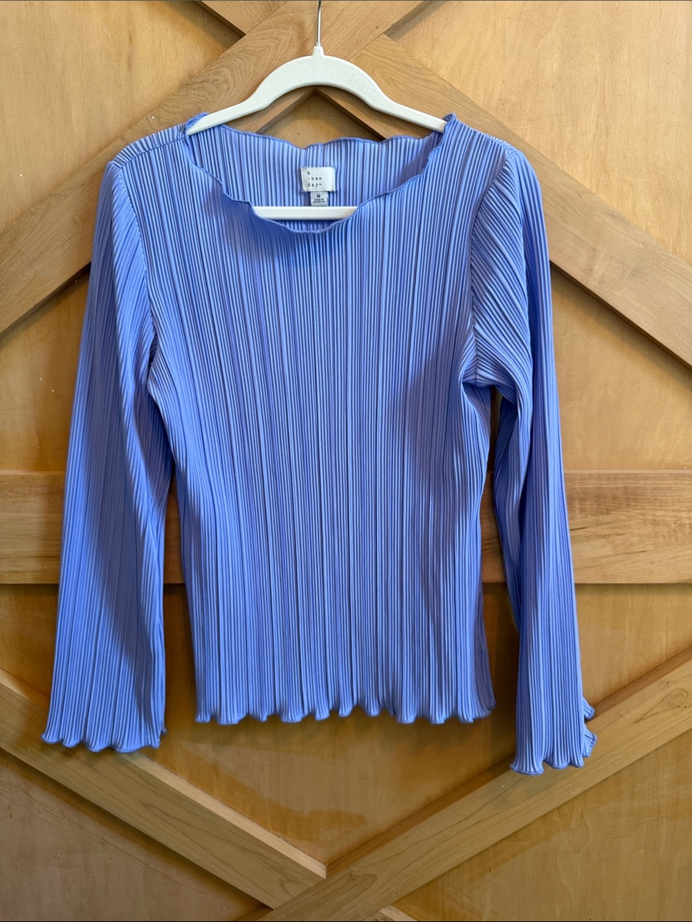 a new day Periwinkle Blue Pleated Long-Sleeve Top